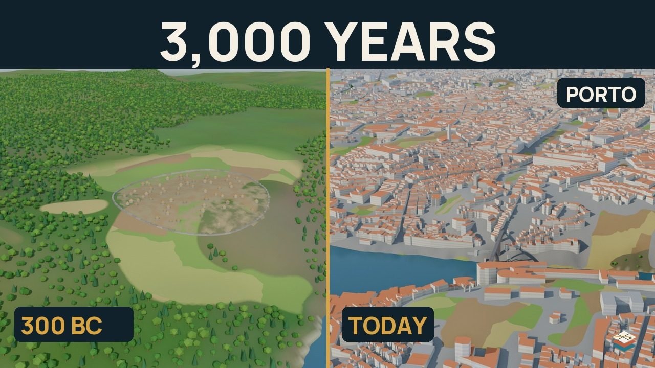 Porto 300 BC and today, side by side